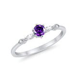 Petite Dainty Engagement Ring Marquise Simulated Amethyst CZ 925 Sterling Silver
