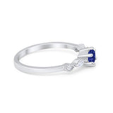 Petite Dainty Engagement Ring Marquise Simulated Blue Sapphire CZ 925 Sterling Silver