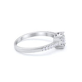 Cluster Flower Design Ring Round Simulated CZ 925 Sterling Silver