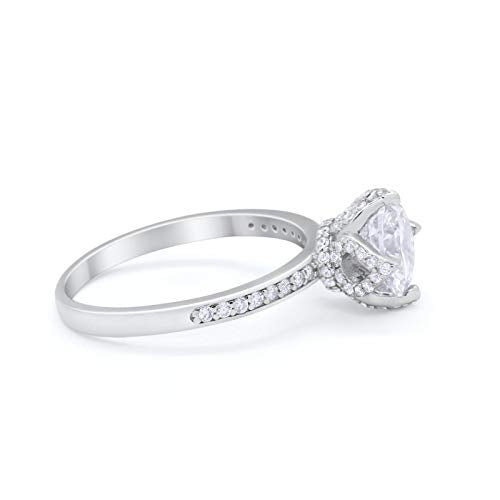 Floral Wedding Bridal Ring Simulated Cubic Zirconia 925 Sterling Silver