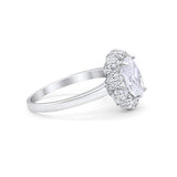 Oval Art Deco Engagement Ring Simulated Cubic Zirconia 925 Sterling Silver