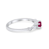 Petite Dainty Engagement Ring Marquise Simulated Ruby CZ 925 Sterling Silver
