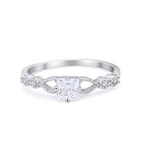 Petite Dainty Princess Cut Wedding Ring Simulated CZ 925 Sterling Silver