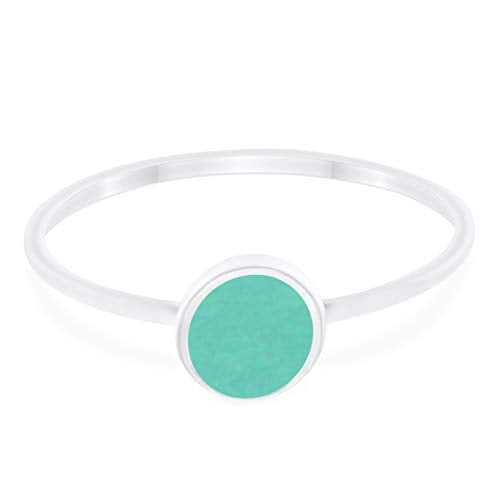 Petite Dainty Ring Round Simulated Turquoise CZ 925 Sterling Silver
