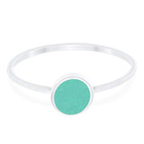 Petite Dainty Ring Round Simulated Turquoise CZ 925 Sterling Silver