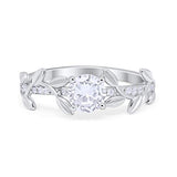 Floral Wedding Bridal Ring Simulated Cubic Zirconia 925 Sterling Silver