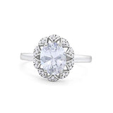 Oval Art Deco Engagement Ring Simulated Cubic Zirconia 925 Sterling Silver