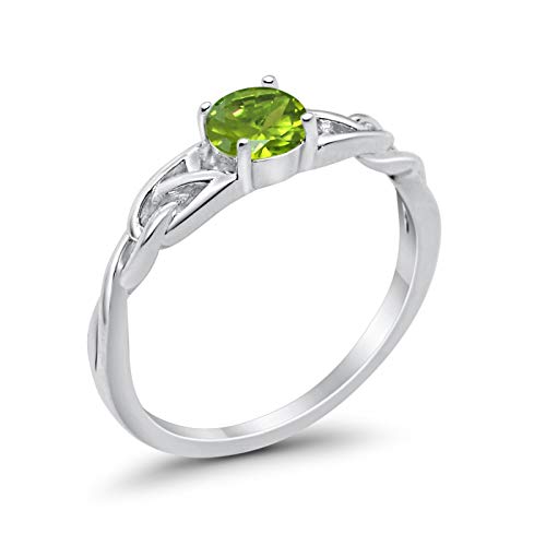 Celtic Trinity Engagement Ring Simulated Peridot CZ Solid 925 Sterling Silver