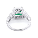 Halo Cushion Cut Wedding Bridal Ring Round Simulated Emerald CZ 925 Sterling Silver