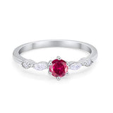 Petite Dainty Engagement Ring Marquise Simulated Ruby CZ 925 Sterling Silver