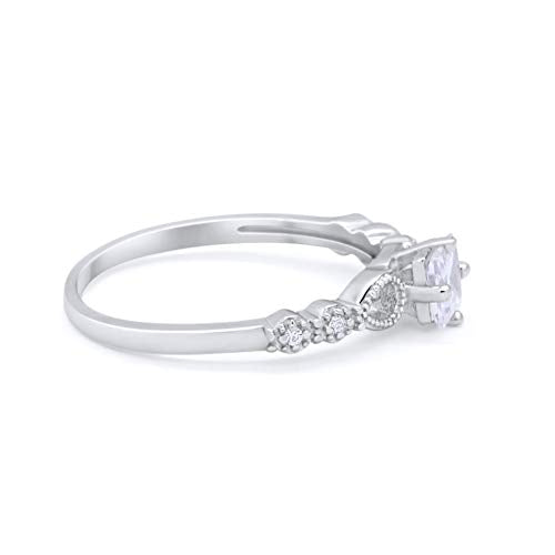 Petite Dainty Princess Cut Wedding Ring Simulated CZ 925 Sterling Silver