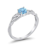 Celtic Trinity Engagement Ring Simulated Aquamarine CZ 925 Sterling Silver