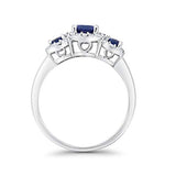 Three Stone Simulated Blue Sapphire CZ Wedding Ring 925 Sterling Silver