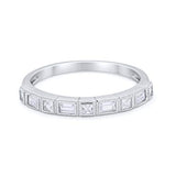 Half Eternity Wedding Ring Princess Cut Simulated Cubic Zirconia 925 Sterling Silver