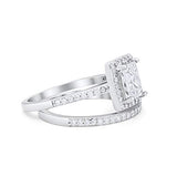 Radiant Cut Engagement Ring Simulated Cubic Zirconia 925 Sterling Silver