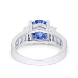 Engagement Baguette Stone Ring Simulated Tanzanite CZ 925 Sterling Silver