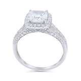 Cushion Wedding Bridal Ring Round Simulated Cubic Zirconia 925 Sterling Silver