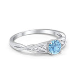 Celtic Trinity Engagement Ring Simulated Aquamarine CZ 925 Sterling Silver