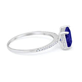 Cushion Cut Engagement Bridal Ring Simulated Blue Sapphire CZ 925 Sterling Silver