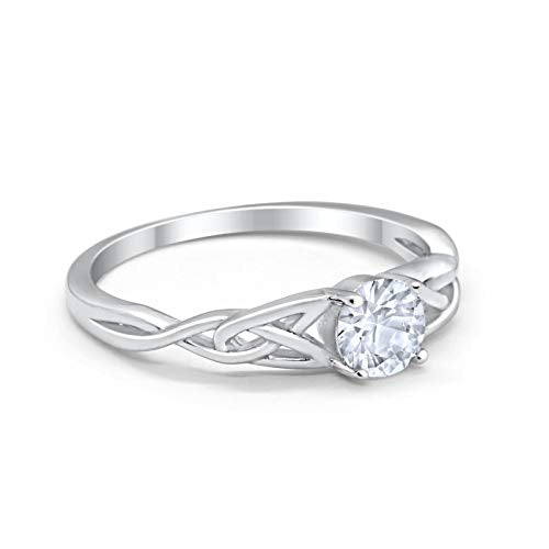 Celtic Trinity Wedding Promise Ring Simulated Cubic Zirconia 925 Sterling Silver