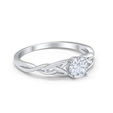 Celtic Trinity Wedding Promise Ring Simulated Cubic Zirconia 925 Sterling Silver
