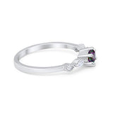 Petite Dainty Engagement Ring Marquise Simulated Rainbow CZ 925 Sterling Silver