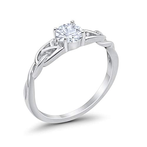 Celtic Trinity Wedding Promise Ring Simulated Cubic Zirconia 925 Sterling Silver