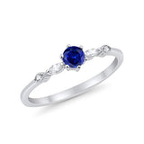 Petite Dainty Engagement Ring Marquise Simulated Blue Sapphire CZ 925 Sterling Silver