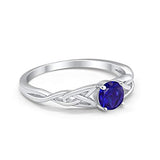 Celtic Trinity Wedding Promise Ring Simulated Blue Sapphire CZ 925 Sterling Silver