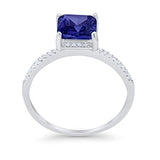 Cushion Cut Engagement Bridal Ring Simulated Blue Sapphire CZ 925 Sterling Silver
