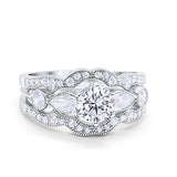 Three Piece Bridal Wedding Promise Ring Simulated Cubic Zirconia 925 Sterling Silver