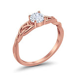 Celtic Trinity Engagement Ring Rose Tone, Simulated CZ Solid 925 Sterling Silver
