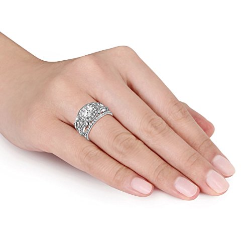 Eternity Three Piece Engagement Ring Round Simulated CZ 925 Sterling Silver