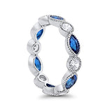 Eternity Style Ring Marquise Simulated Blue Sapphire CZ 925 Sterling Silver