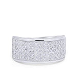 Half Eternity Wedding Ring Band 6 Row Pave Simulated CZ 925 Sterling Silver