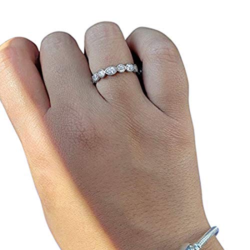 Eternity Style Ring Marquise Simulated Cubic Zirconia 925 Sterling Silver