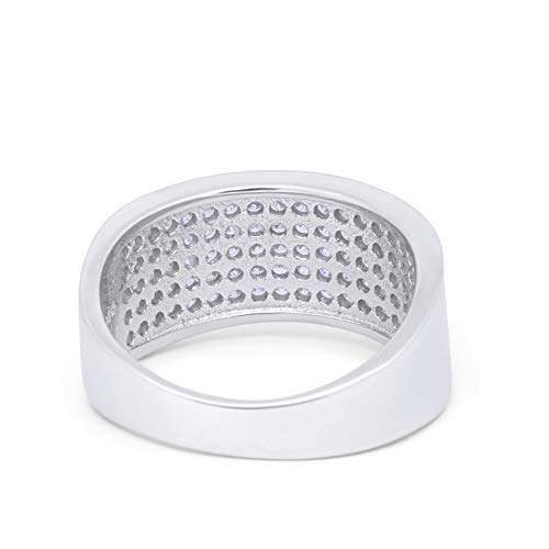 Half Eternity Wedding Ring Band 6 Row Pave Simulated CZ 925 Sterling Silver