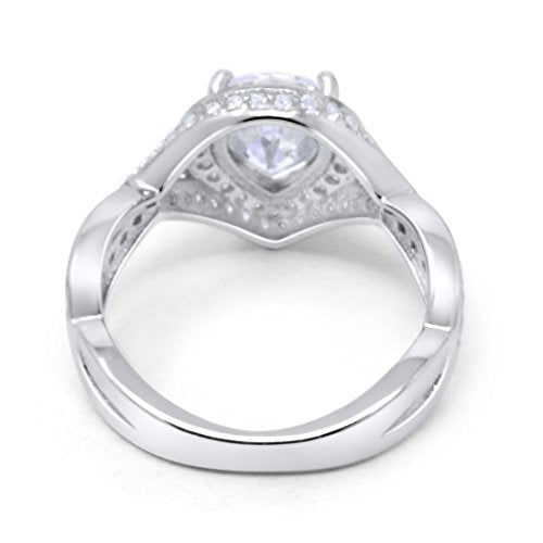 Teardrop Engagement Bridal Ring Simulated CZ 925 Sterling Silver