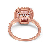 925 Sterling Silver Rose Tone, Simulated Morganite Cubic Zirconia Cushion Cut Ring