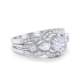 Three Piece Bridal Wedding Promise Ring Simulated Cubic Zirconia 925 Sterling Silver