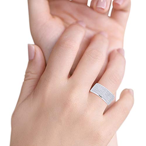 Half Eternity Wedding Ring Band 6 Row Pave Simulated CZ 925 Sterling Silver
