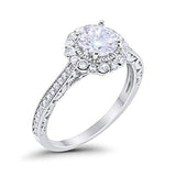 Filigree Engagement Bridal Ring Simulated Cubic Zirconia 925 Sterling Silver