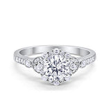 Floral Art Deco Engagement Ring Simulated Cubic Zirconia 925 Sterling Silver