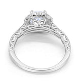 Filigree Engagement Bridal Ring Simulated Cubic Zirconia 925 Sterling Silver