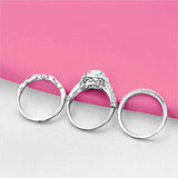 Eternity Three Piece Engagement Ring Lab White Opal 925 Sterling Silver