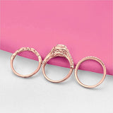 Eternity Three Piece Engagement Ring Rose Tone, Simulated Morganite CZ 925 Sterling Silver