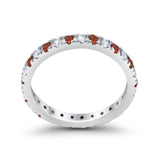 Full Eternity Wedding Design Ring Round Simulated Garnet CZ 925 Sterling Silver