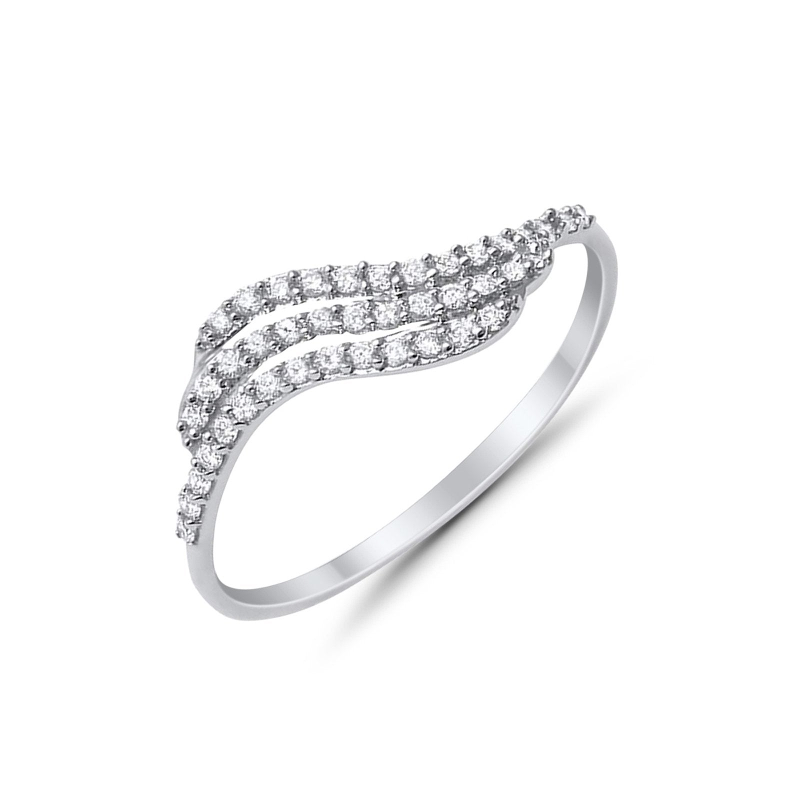 14K .17ct G SI White Gold Wave Diamond Eternity Bands Ring Size 6.5