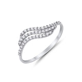 14K .17ct G SI White Gold Wave Diamond Eternity Bands Ring Size 6.5
