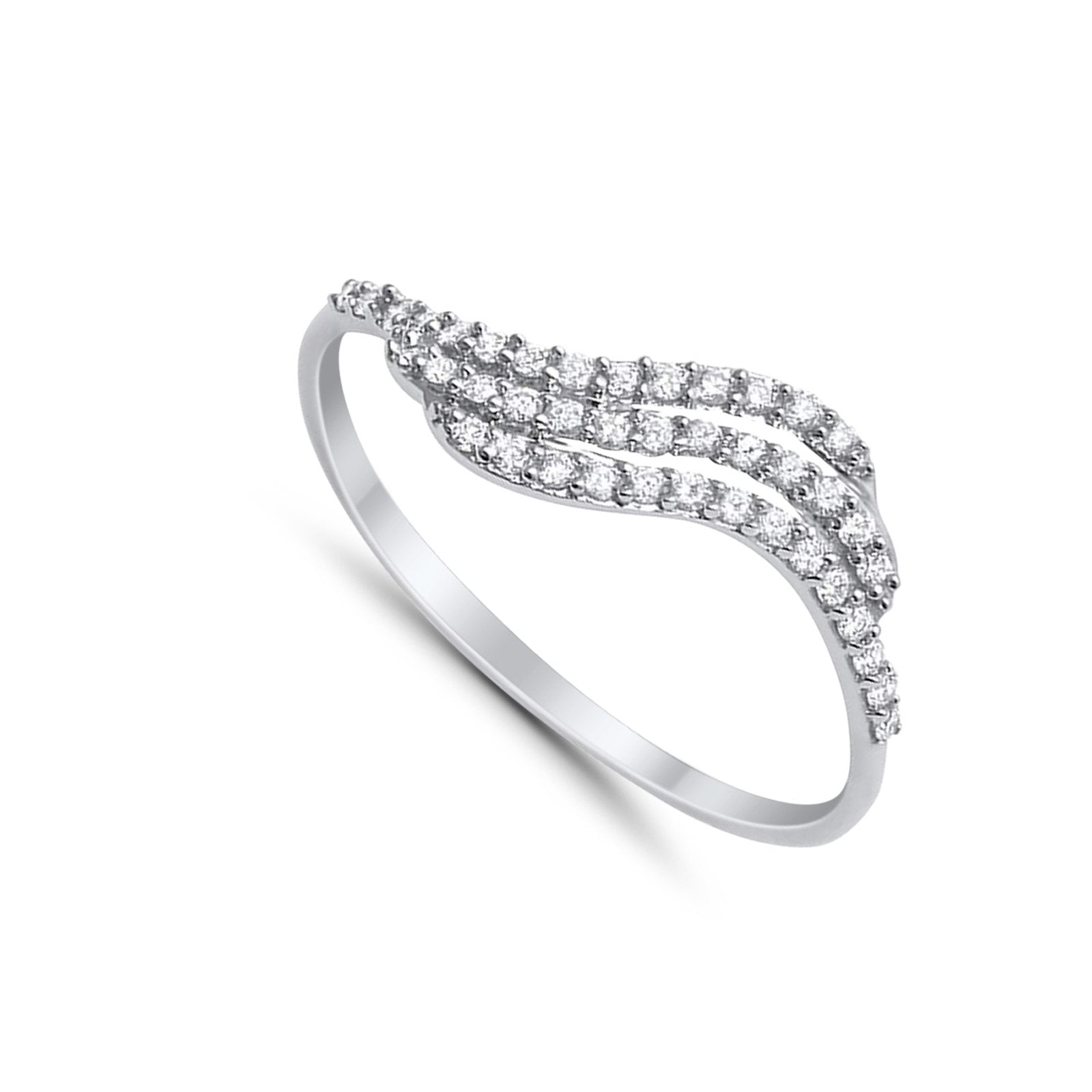 14K .17ct G SI White Gold Wave Diamond Eternity Bands Ring Size 6.5